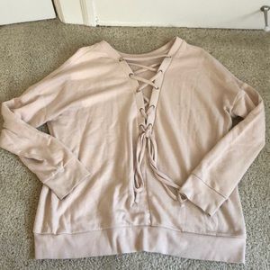 Tan tie back Sweatshirt